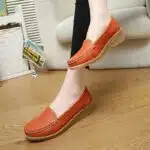 Cowhide wedge-heel shoes casual - Image 3