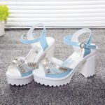 Rhinestone fish mouth shoes thick bottom - Image 4