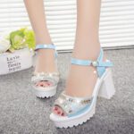 Rhinestone fish mouth shoes thick bottom