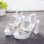 Rhinestone fish mouth shoes thick bottom - Image 5