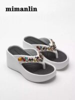 Super high heel rhinestone flip-flops for women - Image 3