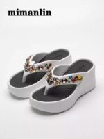 Super high heel rhinestone flip-flops for women - Image 4