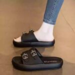 Red dragonfly genuine leather sandals for women