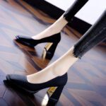 Square head high heels women's