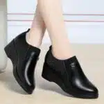 Wedge heel leather shoes for women - Image 2