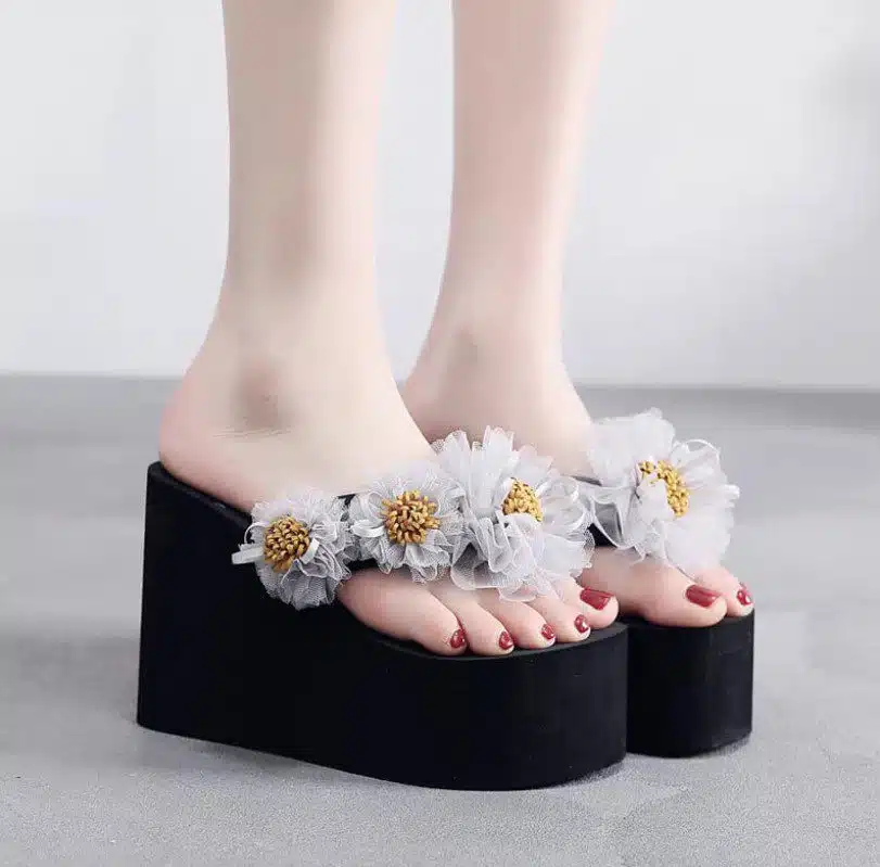 BM107 - Grey - 36 - 1990 Flower style ladies sandal - Image 1