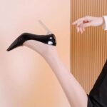 French style crystal shoes pointed toe thick heels single shoes for women - Image 2