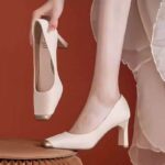 Splicing square head high heels for women - Image 2