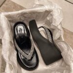 Rhinestone silver ultra-high heel wedge heel thick-soled - Image 5