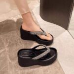 Rhinestone silver ultra-high heel wedge heel thick-soled - Image 2