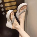 Rhinestone silver ultra-high heel wedge heel thick-soled - Image 4