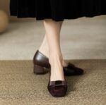 French Chanel style color matching high heels for women - Image 4