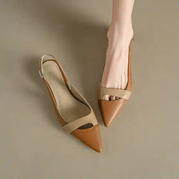 Screenshot 2025-04-17 013727 French style shoes with baotou, retro color matching, pointed flat shoes - Image 1