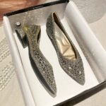 French pointed toe new shallow mouth rhinestone flat bottom soft bottom four seasons butterfly flower scoop - Image 4