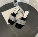 French style, exquisite rhinestones, one-strap sandals, summer outdoor wear, medium-heeled - Image 2