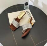 French style, exquisite rhinestones, one-strap sandals, summer outdoor wear, medium-heeled - Image 3