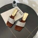 French style, exquisite rhinestones, one-strap sandals, summer outdoor wear, medium-heeled - Image 5